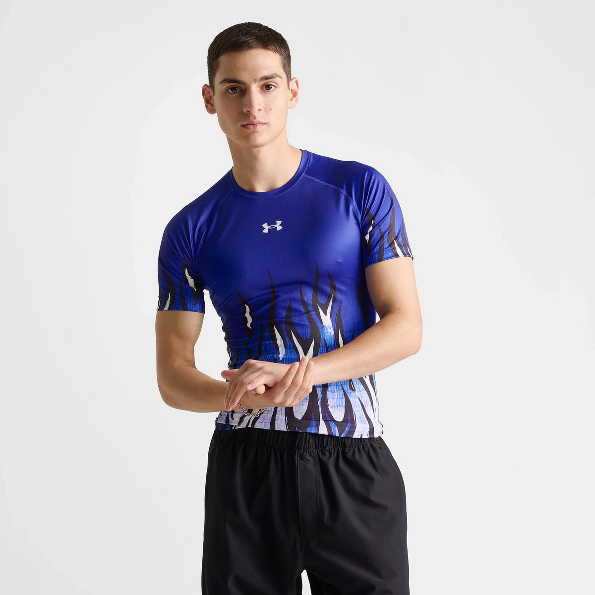 Men's Flame Graphic Compression Training Top - Blue