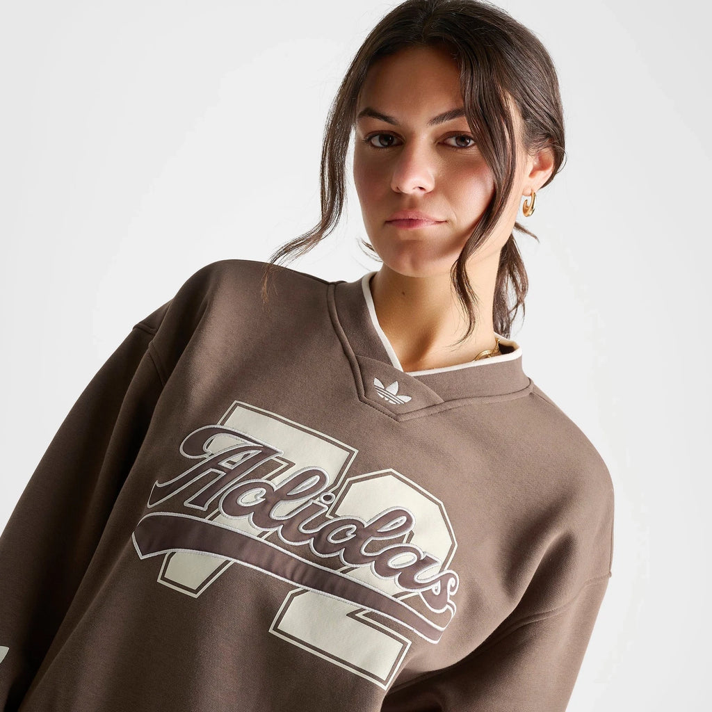 Women's Oversized V-Neck Fleece Sweatshirt