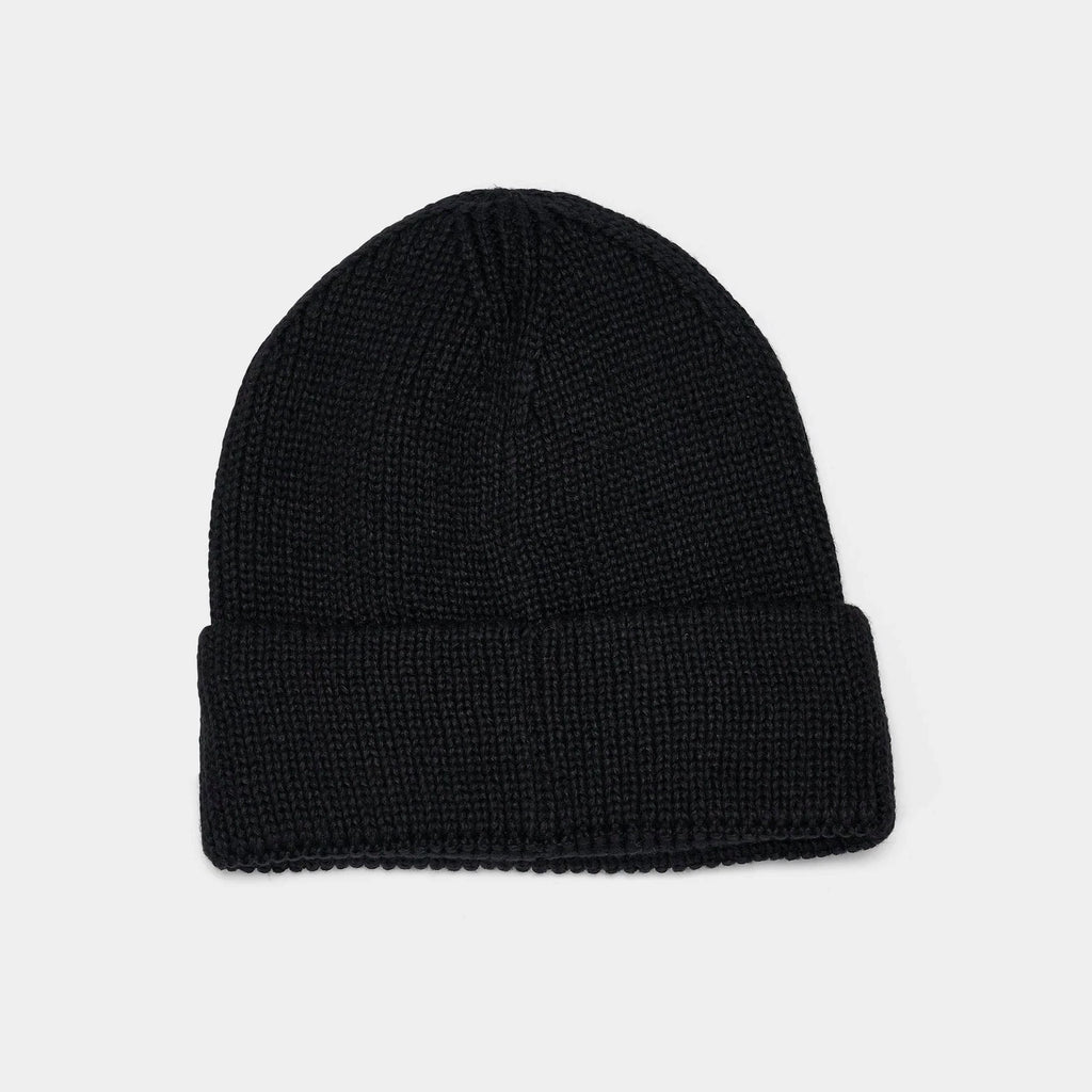 Ribbed Cuffed Knit Beanie - Black