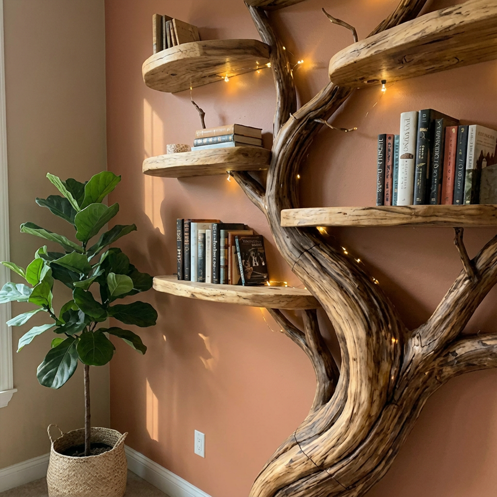 Tree Branch Floating Bookshelf Wall Display for Living Room - view 2