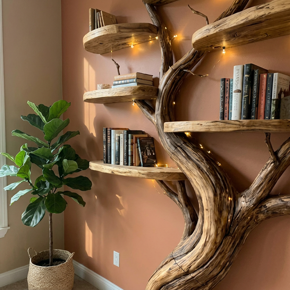 Tree Branch Floating Bookshelf Wall Display for Living Room - view 2