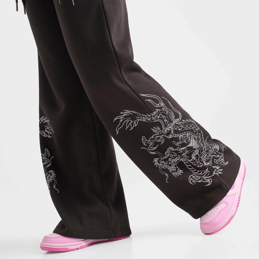 Women's Leopard Rhinestone Open-Hem Pants