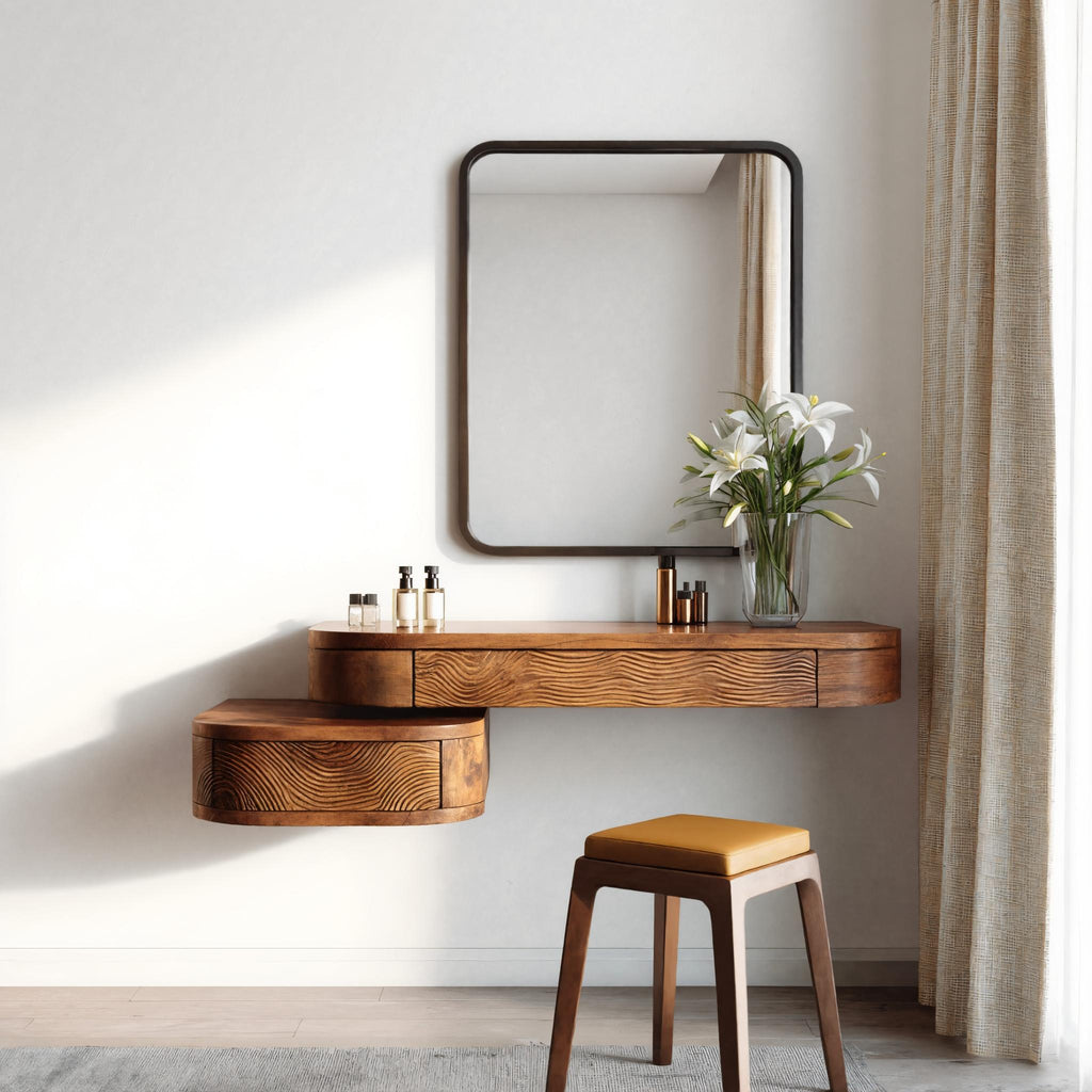 Floating Wall Mounted Vanity Table with Drawers for Bedroom
