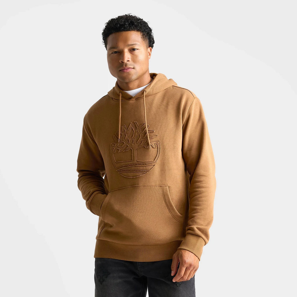 Men's Logo Patch Fleece Pullover Hoodie - Brown