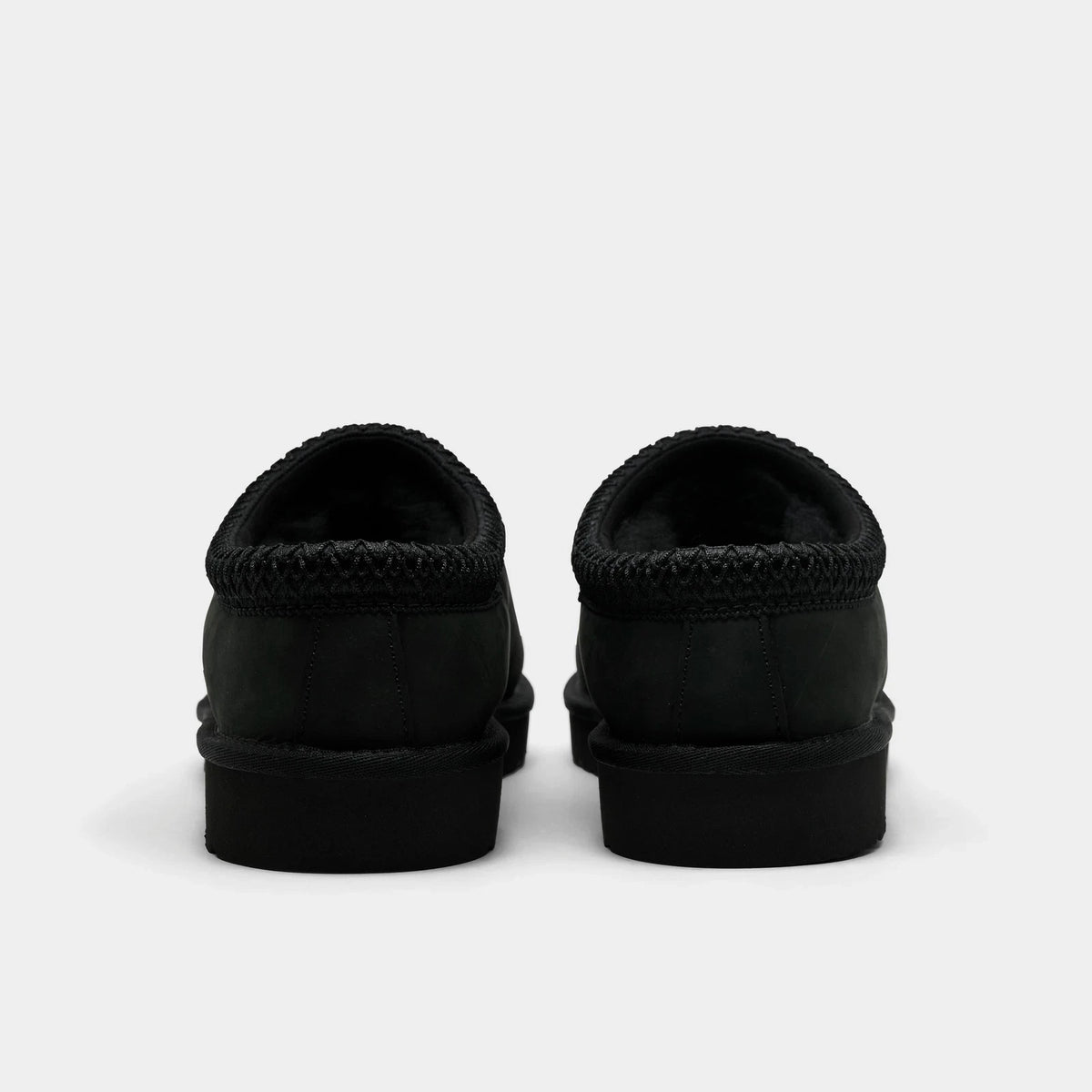 Men's Nubuck Backless Slippers - Black