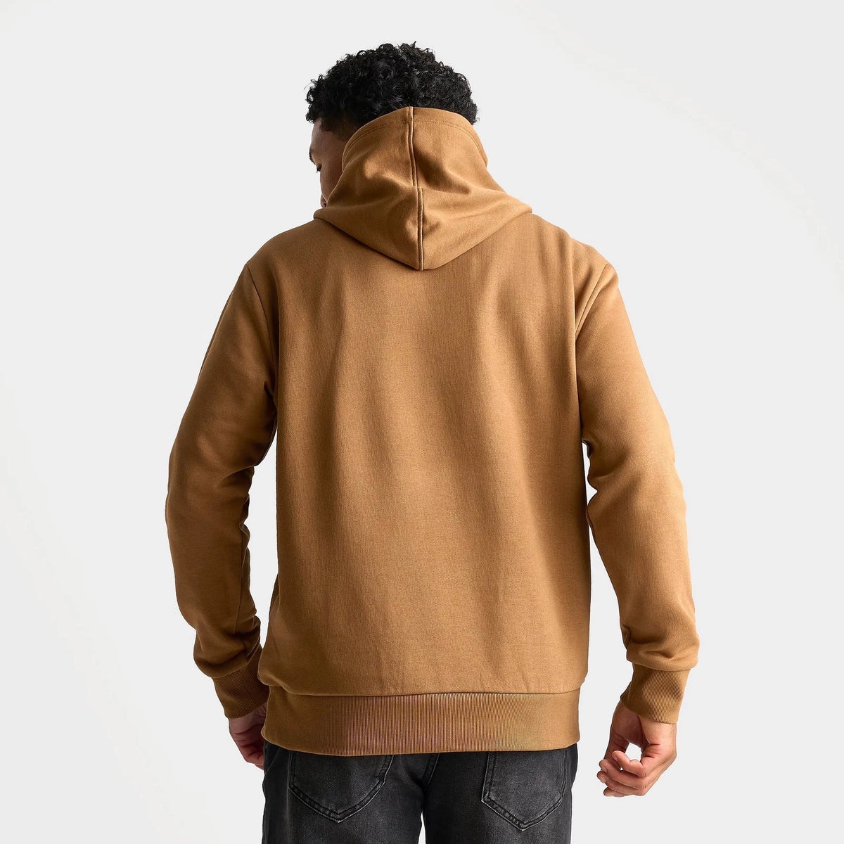 Men's Logo Patch Fleece Pullover Hoodie - Brown