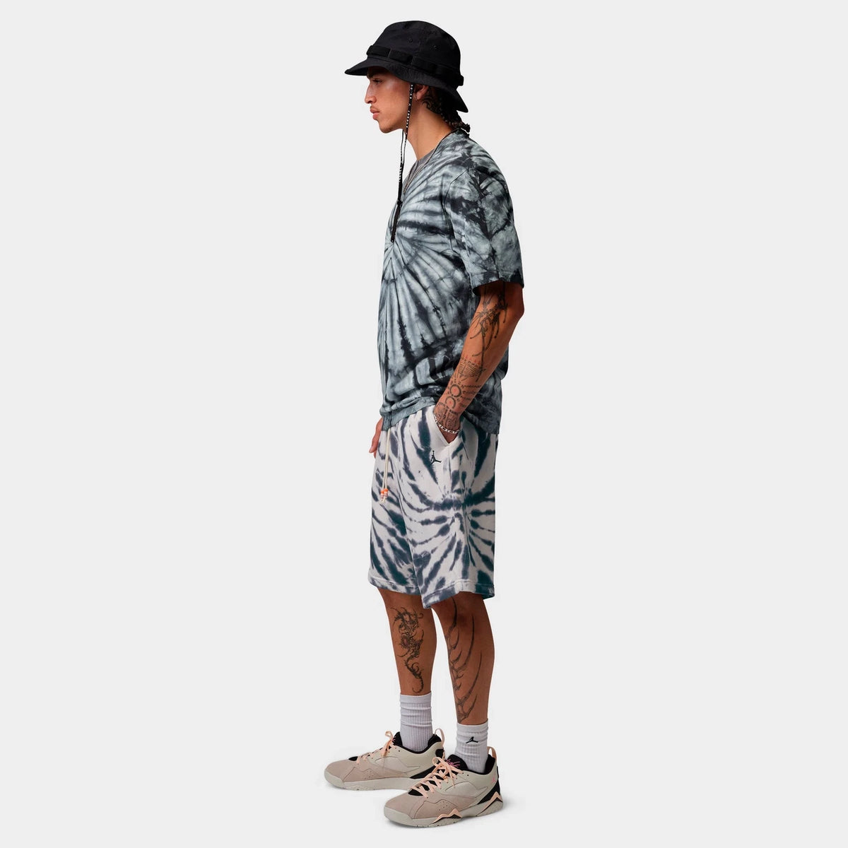 Men's Tie-Dye Fleece Shorts - Cream