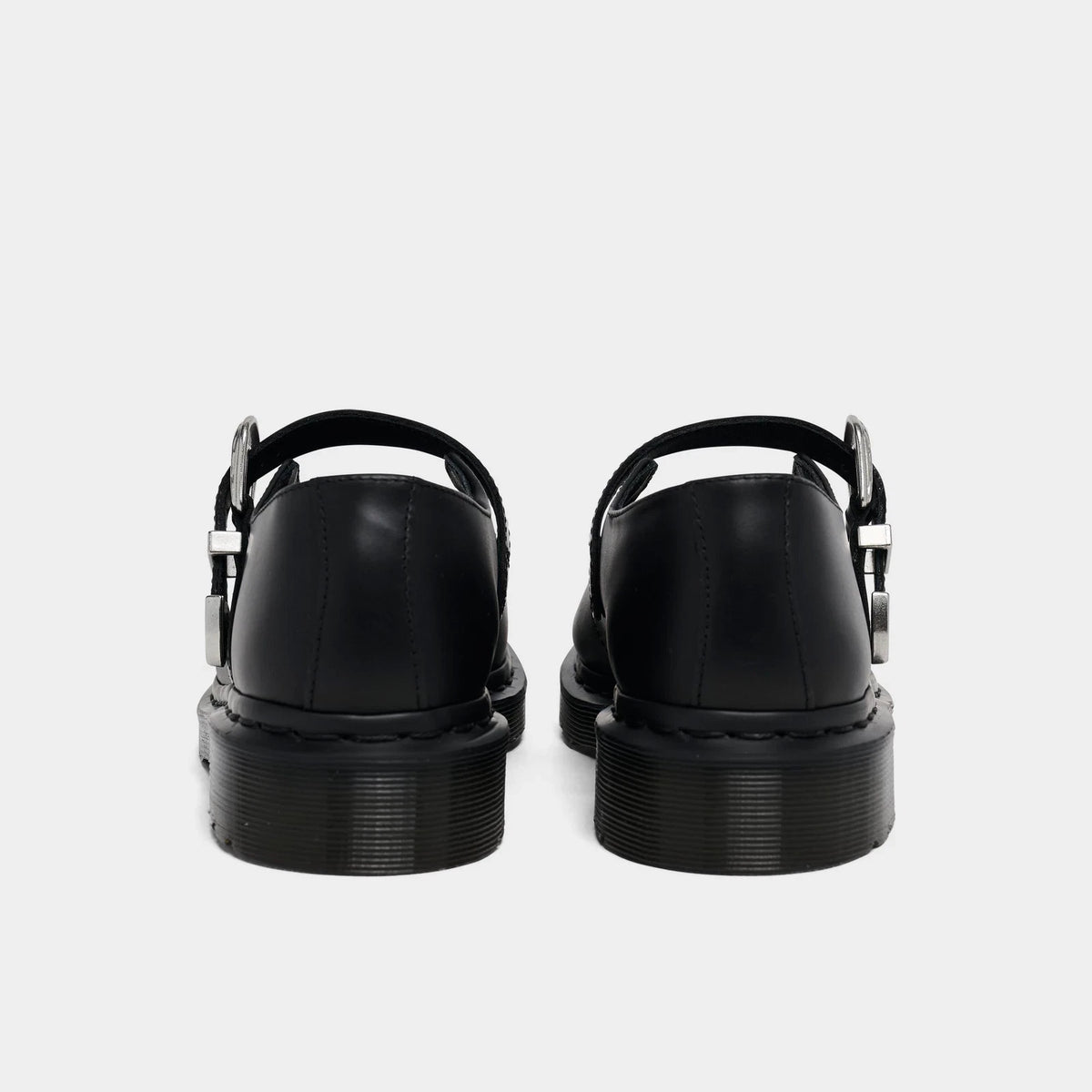 Women's Buckle Leather Mary Jane Shoes - Black