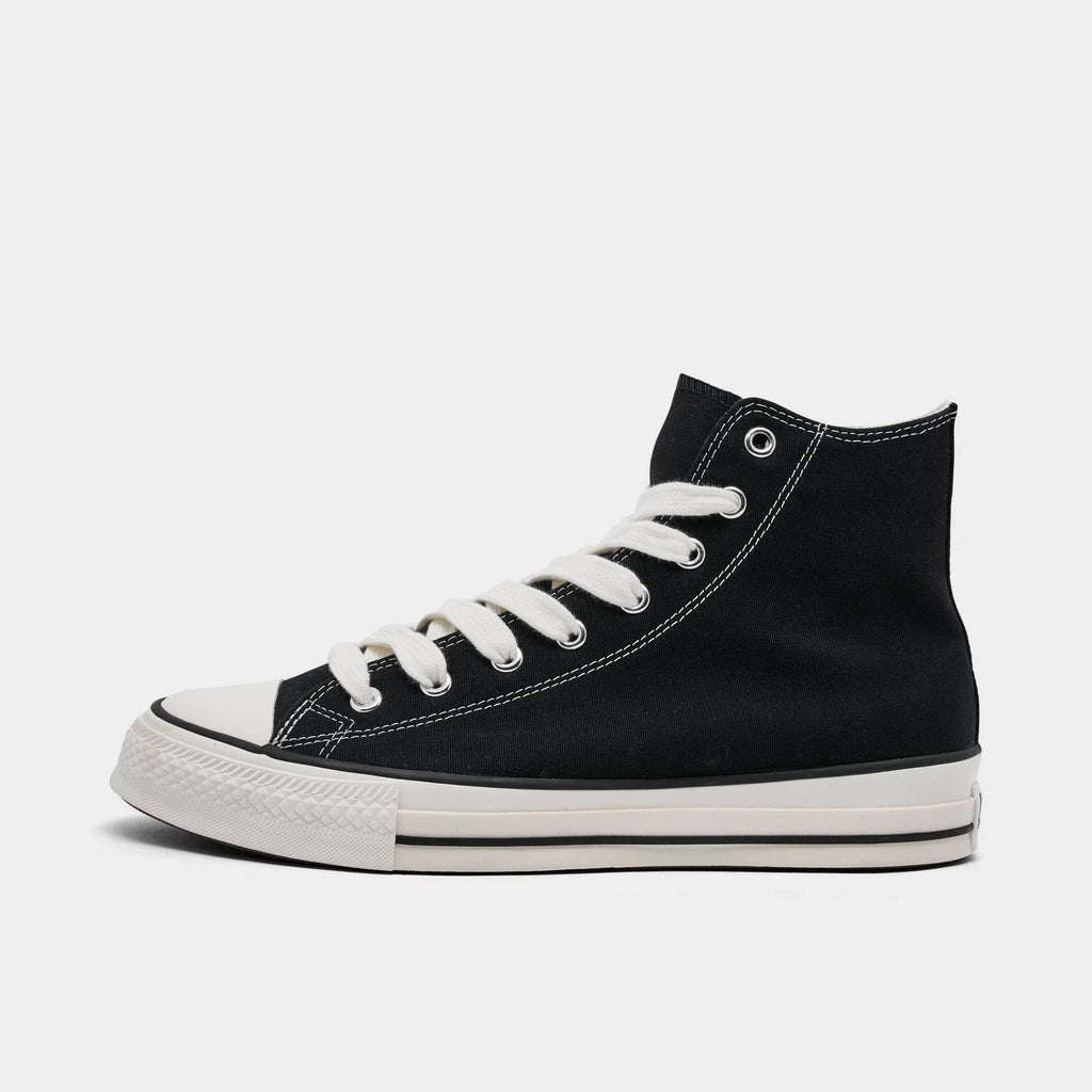 Men's Wide Fit Canvas High Top Sneakers - Black