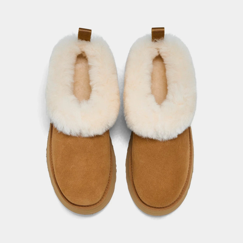 Women's Suede Platform Clogs - Chestnut