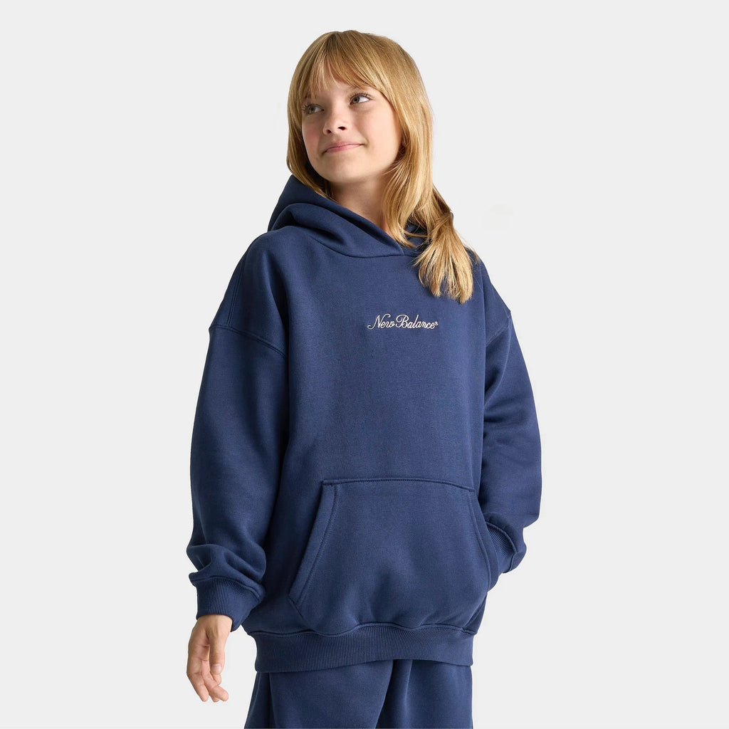 Girls' Oversized Embroidered Fleece Hoodie