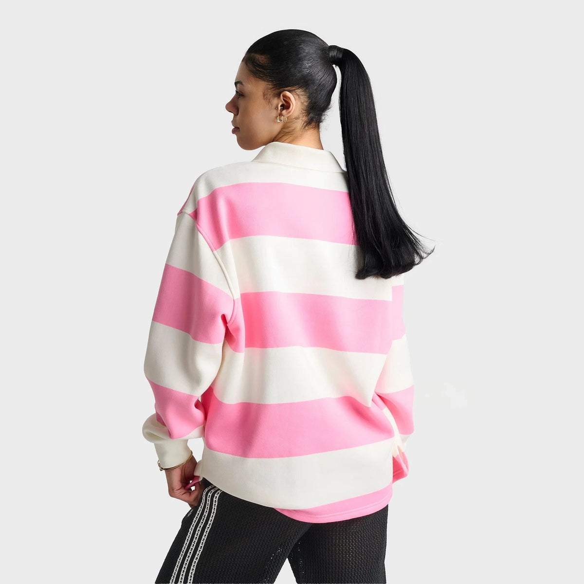 Women's Oversized Striped Collar Sweatshirt