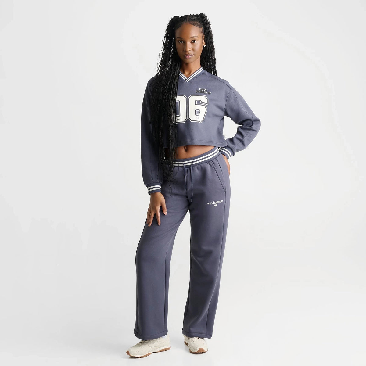 Women's Cropped Fleece V-Neck Jersey