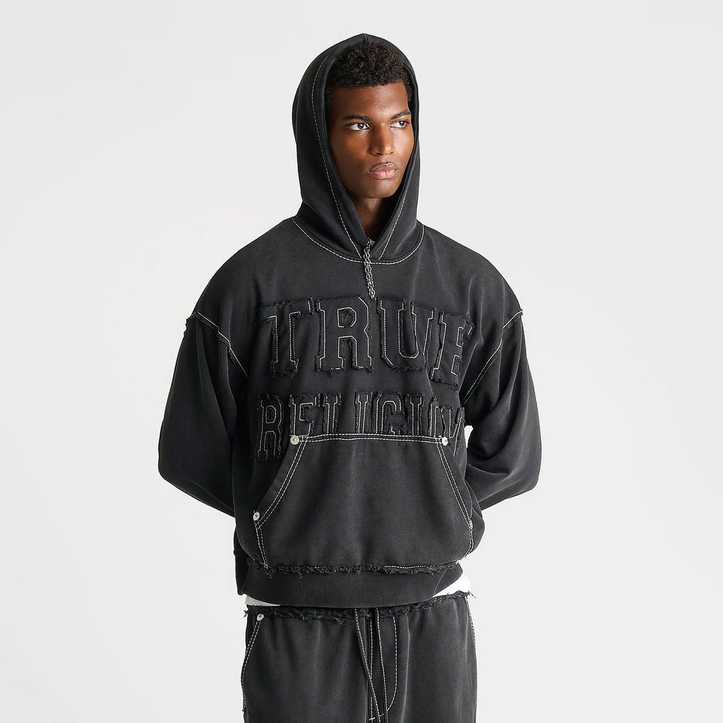 Men's Boxy Appliqué Pullover Hoodie