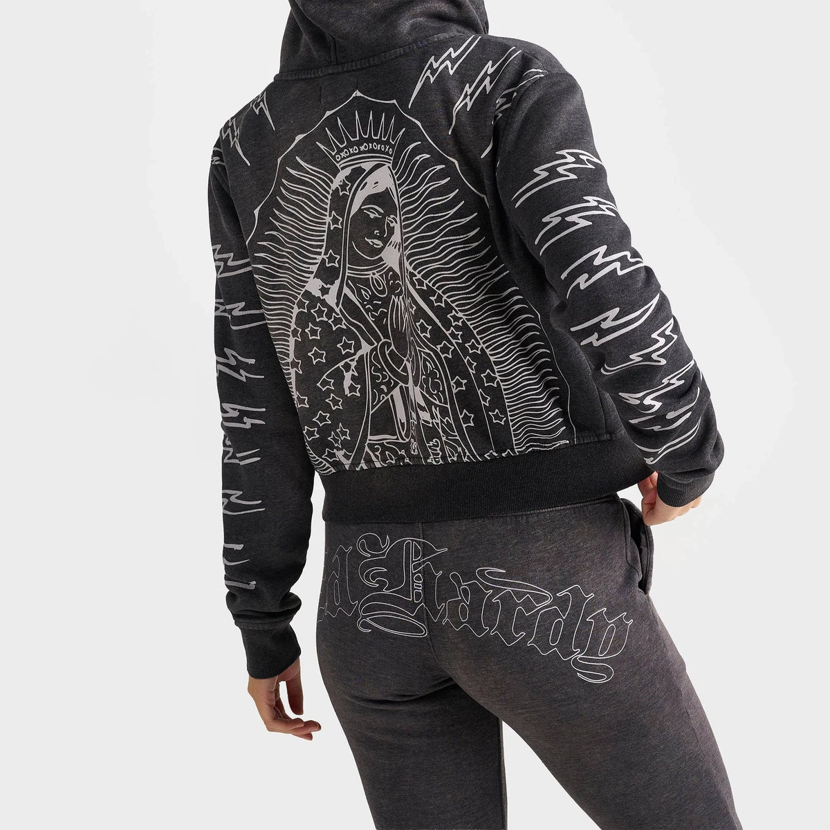 Women's Cropped Religious Graphic Zip Hoodie