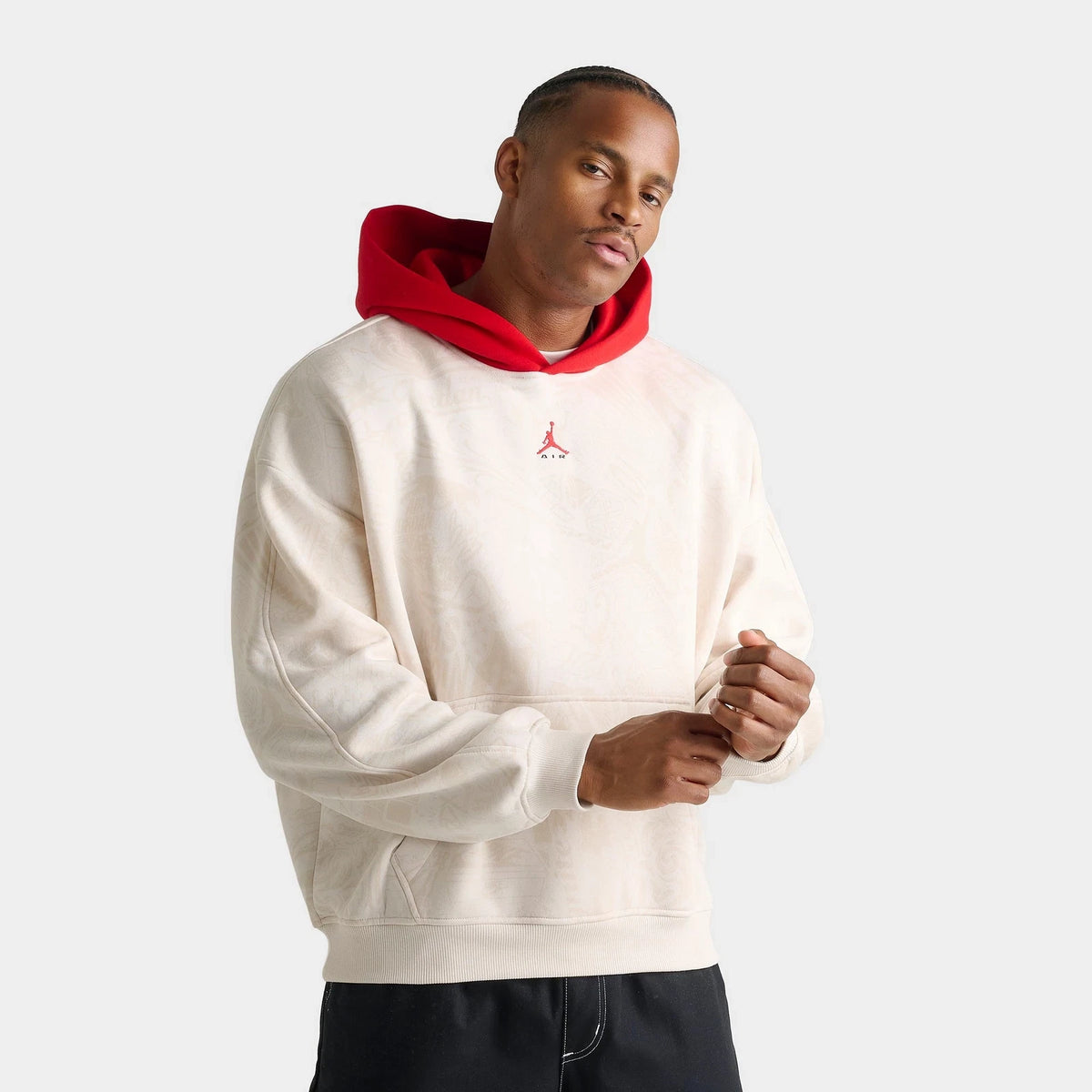 Men's Oversized Printed Fleece Pullover Hoodie