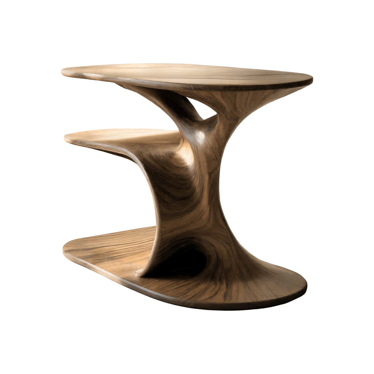 Fluid Form Solid Wood Record Player Stand with Vinyl Storage in Natural Oak finish