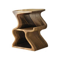 Solid Walnut Wave Record Player Stand with Vinyl Storage Tiers in Natural Oak finish