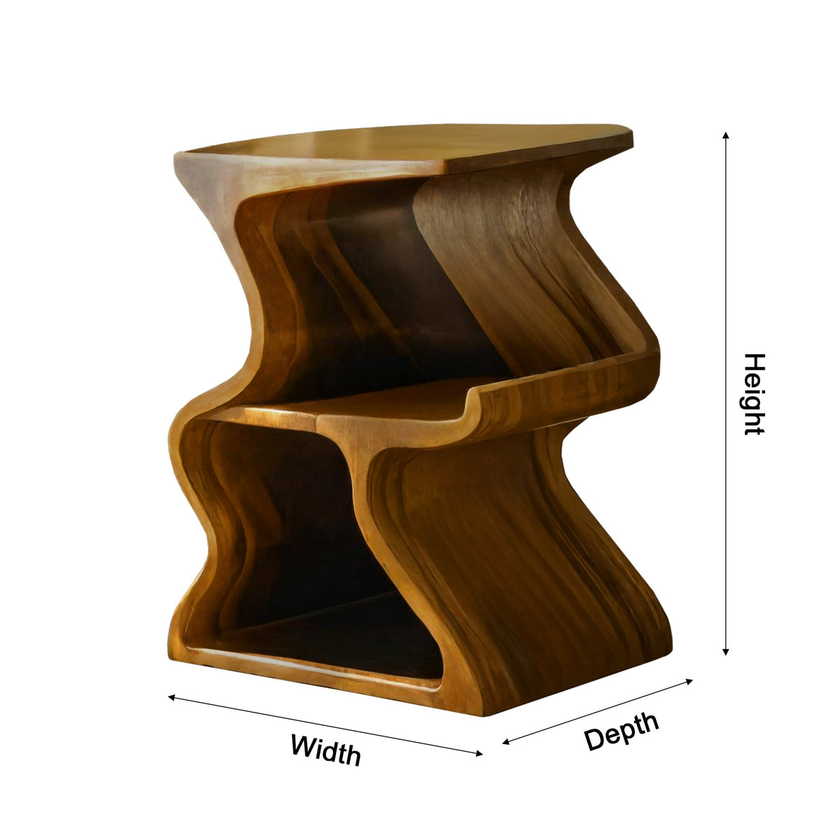 Solid Walnut Wave Record Player Stand with Vinyl Storage Tiers - view 5