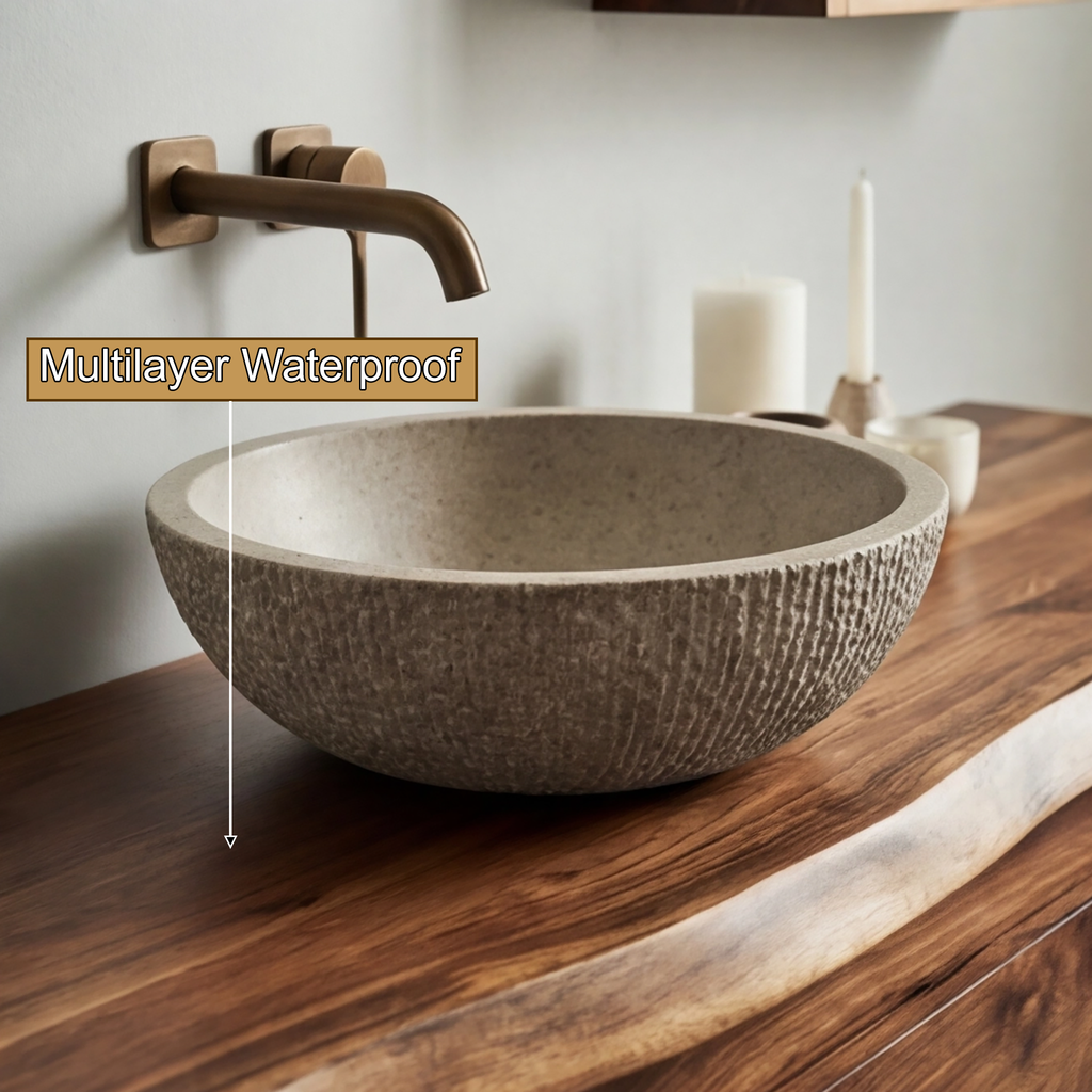 Floating Live Edge Hardwood Vanity with Drawers and Open Shelf - view 9