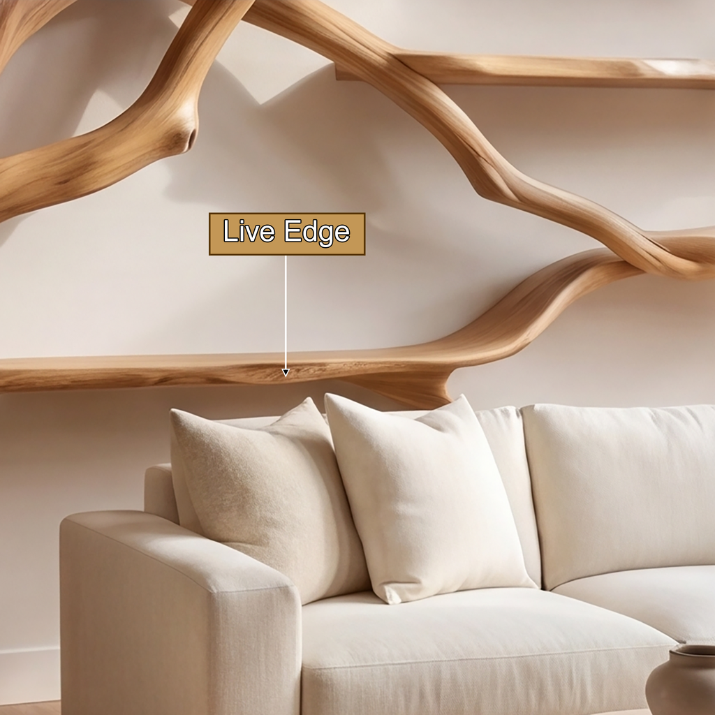 Solid Wood Tree Bookshelf with Wide Sculpted Branch Shelves - view 12