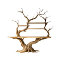 Tree Trunk Sculpted Solid Wood Console Table with Display Shelves in Natural Oak finish