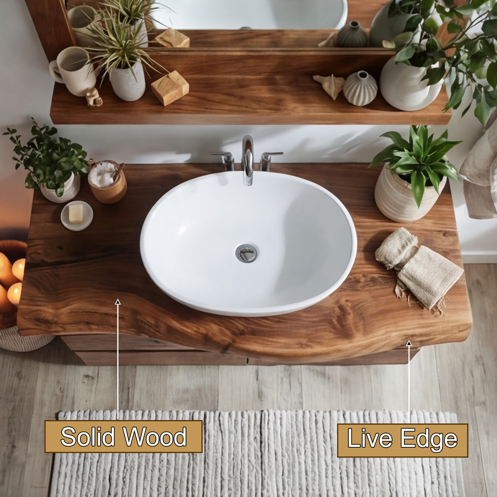 Solid Wood Freestanding Bathroom Vanity with Handle-Less Drawers - view 3