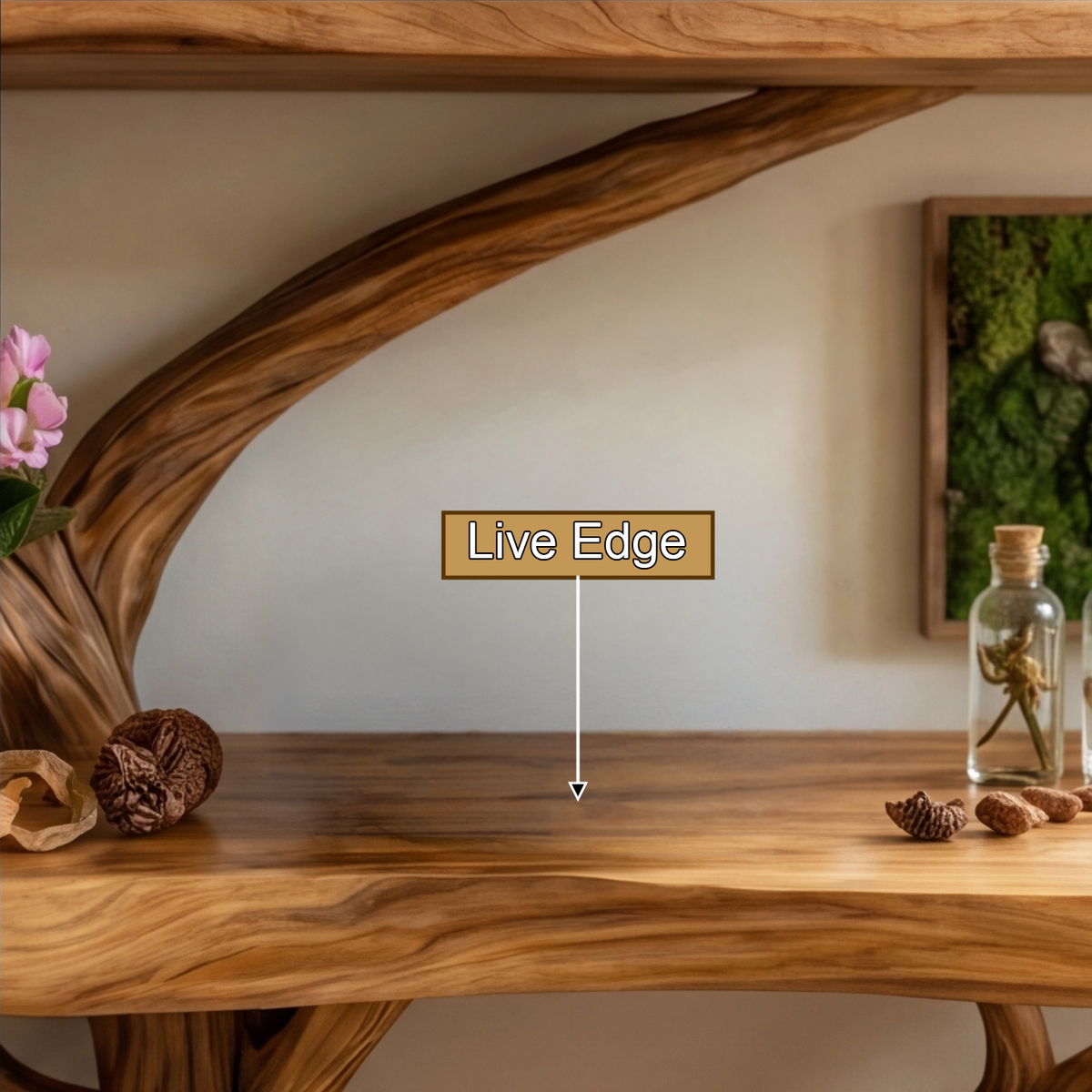 Branching Tree Solid Wood Console Table with Multi-Tier Shelves - view 2