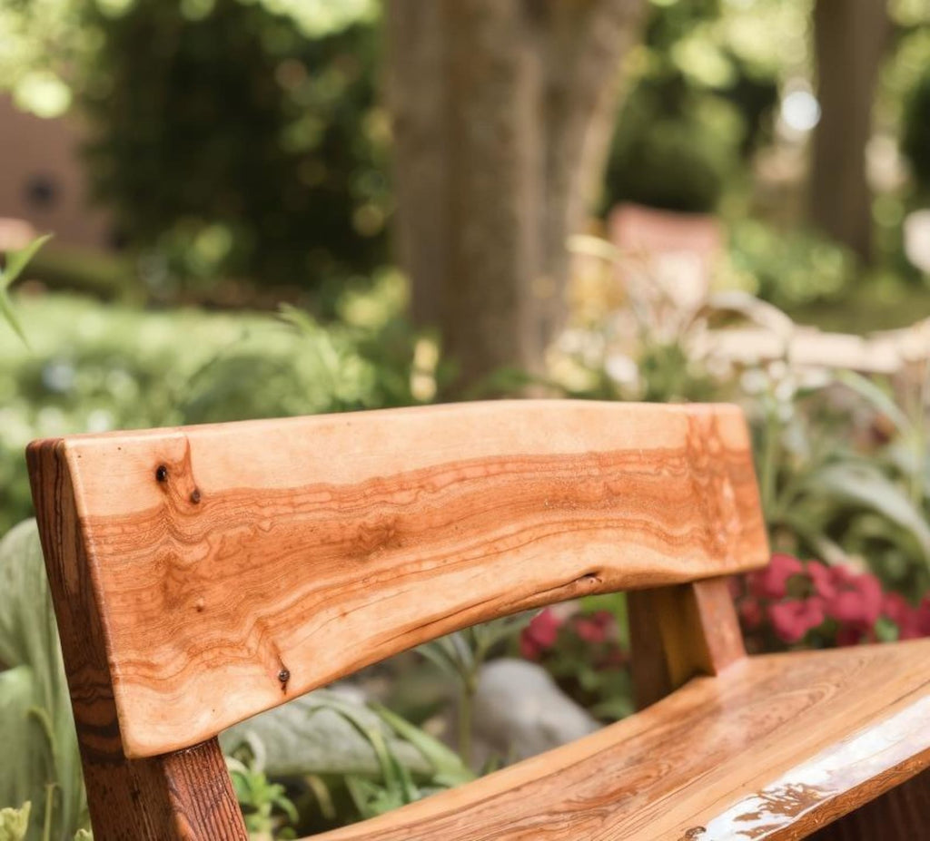 Rustic Live Edge Solid Wood Bench with Backrest for Hallway or Patio - view 3