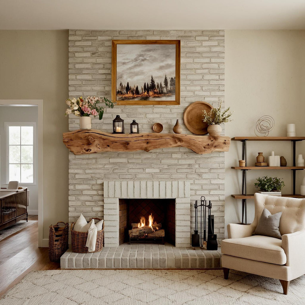 Rustic Solid Wood Floating Fireplace Mantel Shelf - view 3