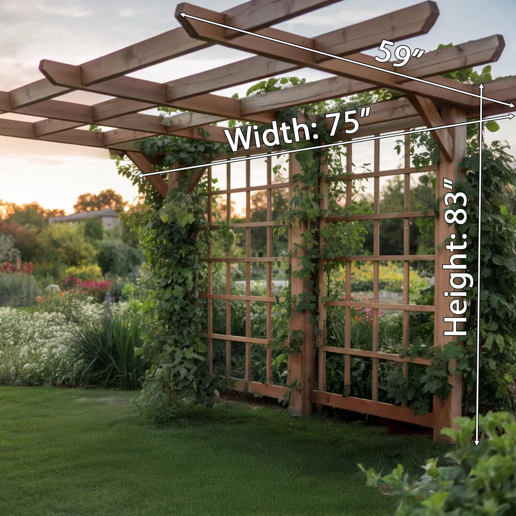 Rustic Solid Wood Garden Pergola Trellis for Patio or Yard - view 5