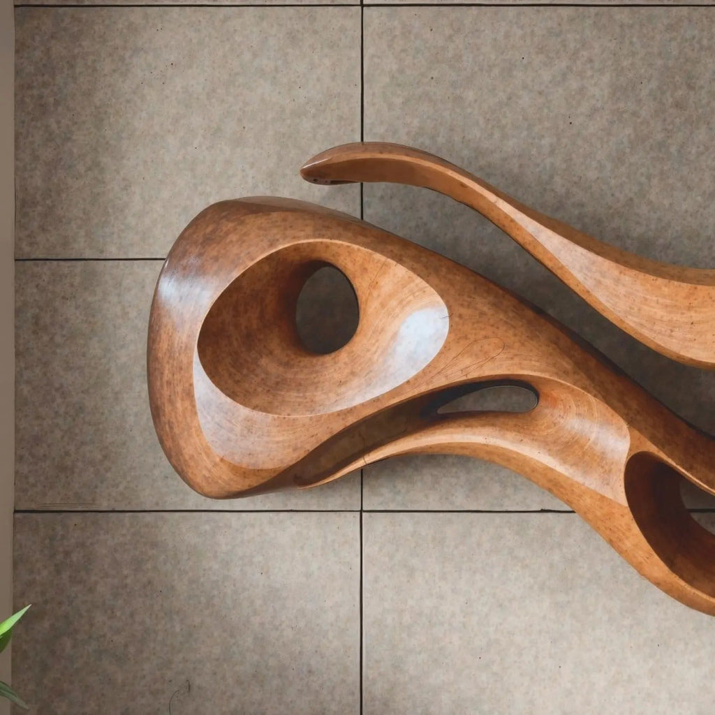 Modern Abstract Carved Solid Wood Wall Sculpture - view 2