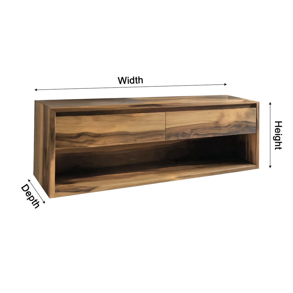 Japandi Solid Wood Floating Bathroom Vanity with Hidden Drawers - view 9