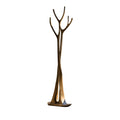 Sculpted Solid Wood Freestanding Tree Coat Rack with Curved Branches in Natural Oak finish