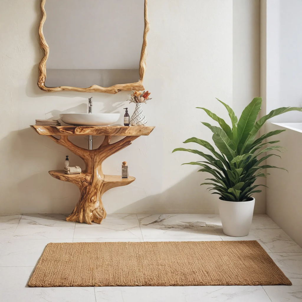 Reclaimed Wood Live Edge Bathroom Vanity in Farmhouse Style - view 4