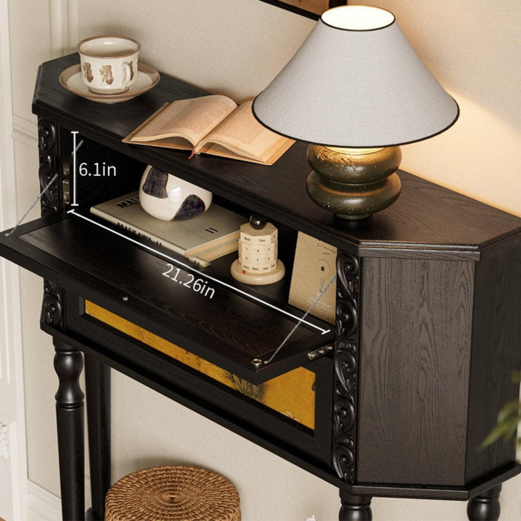 Solid Ash Wood Carved Accent Storage Cabinet, French Style - view 9