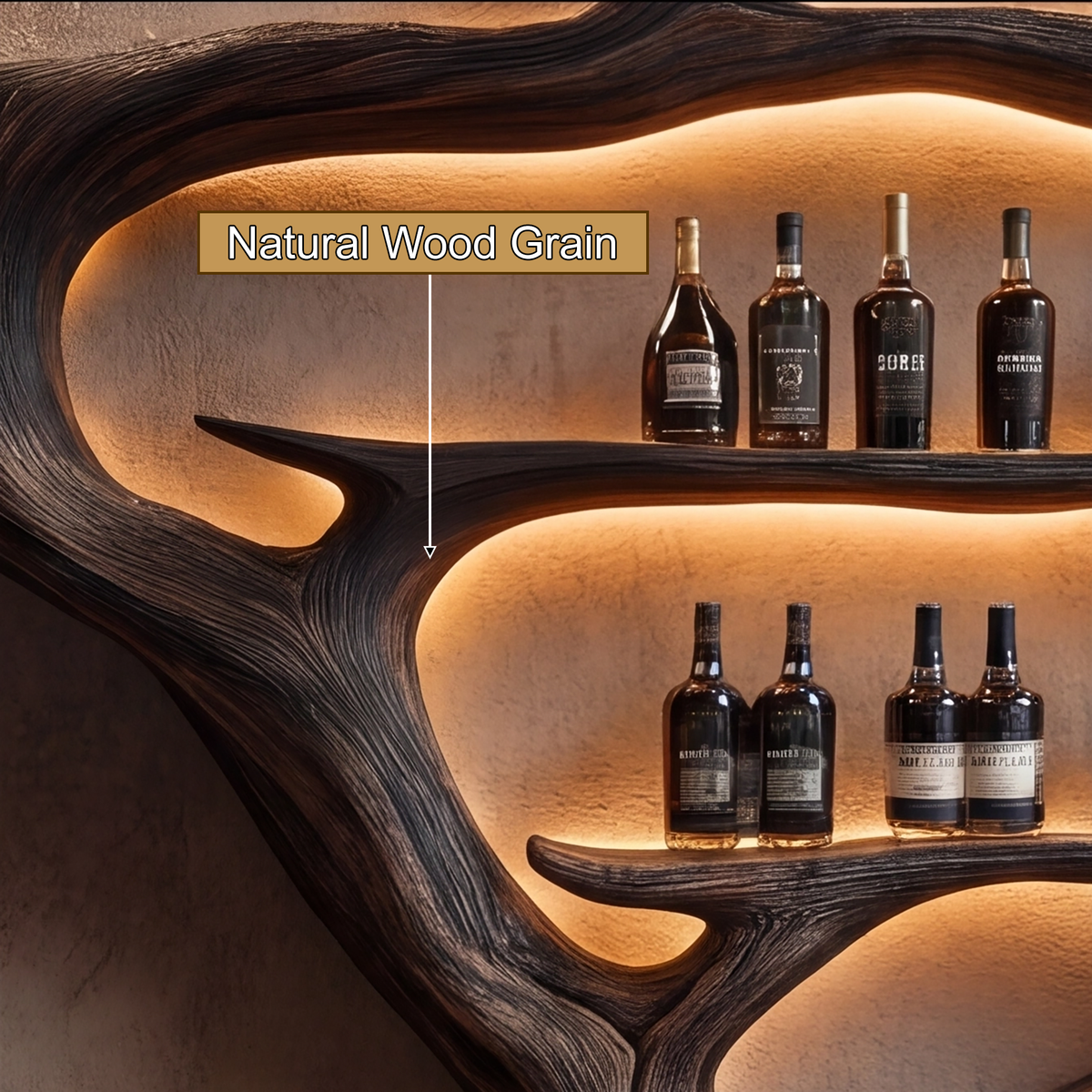 Solid Hardwood Tree Wine Rack with Integrated LED Backlighting - view 2