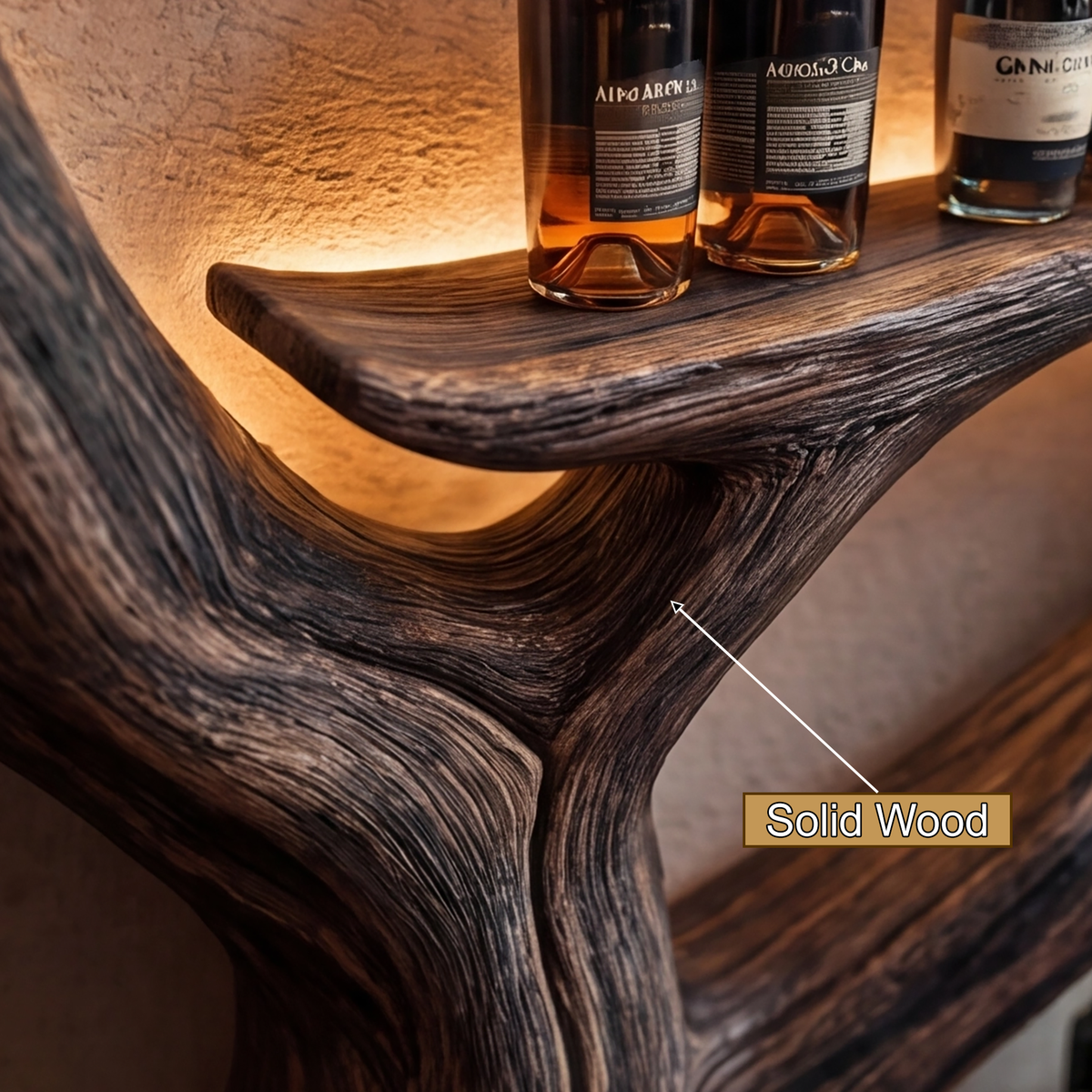 Solid Hardwood Tree Wine Rack with Integrated LED Backlighting - view 3