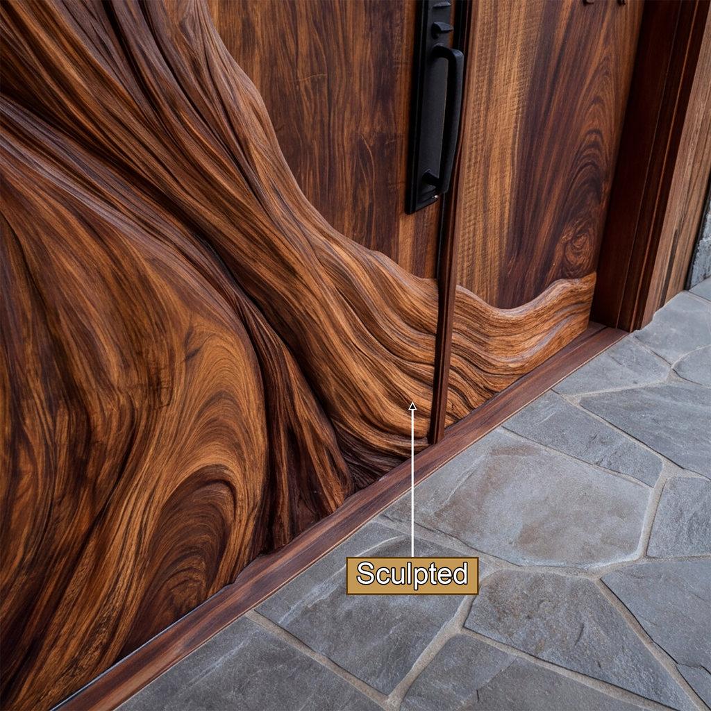 Sculpted Solid Wood Door with Carved Center Panel - view 11