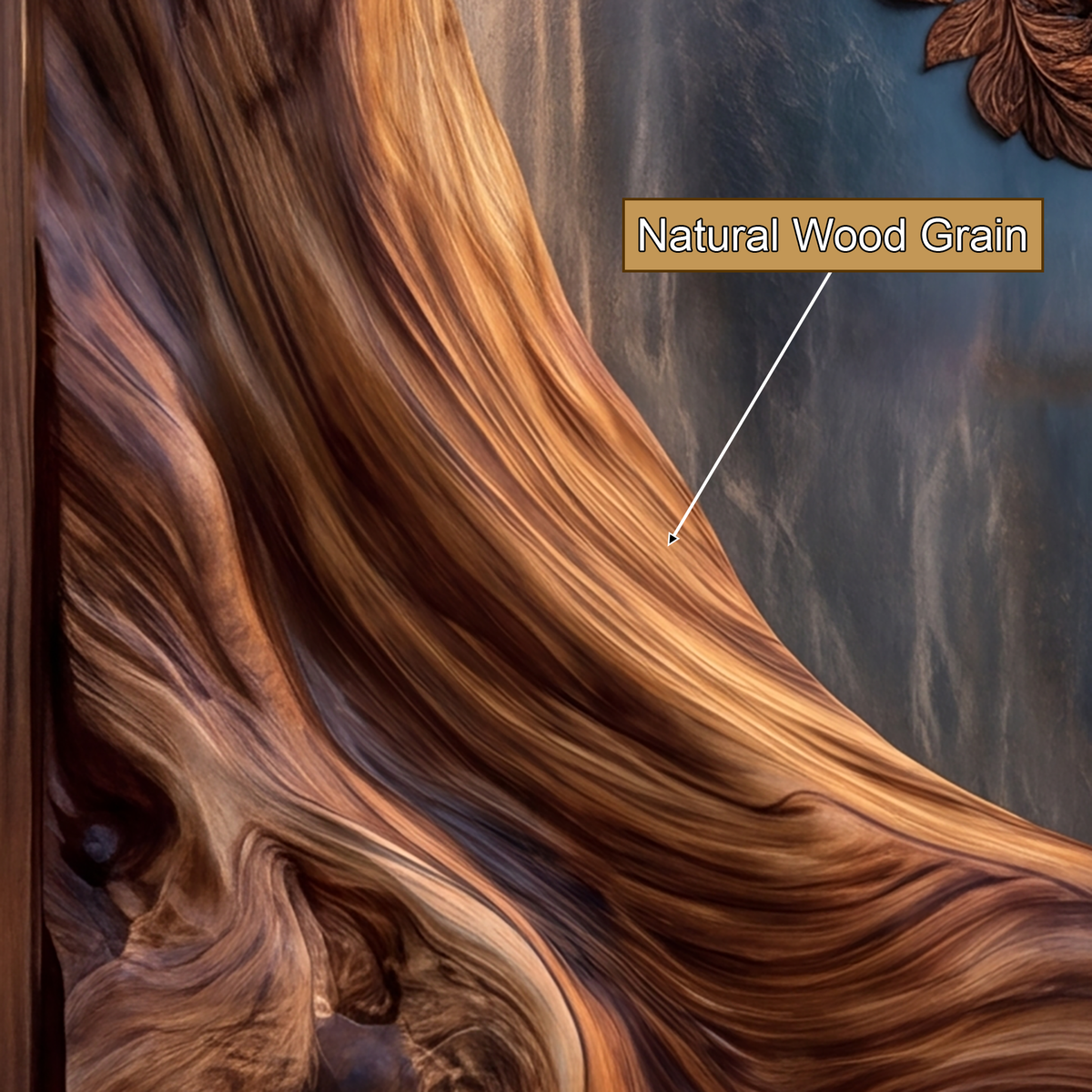 Carved Tree Relief Solid Wood Arched Door with Textured Glass - view 10
