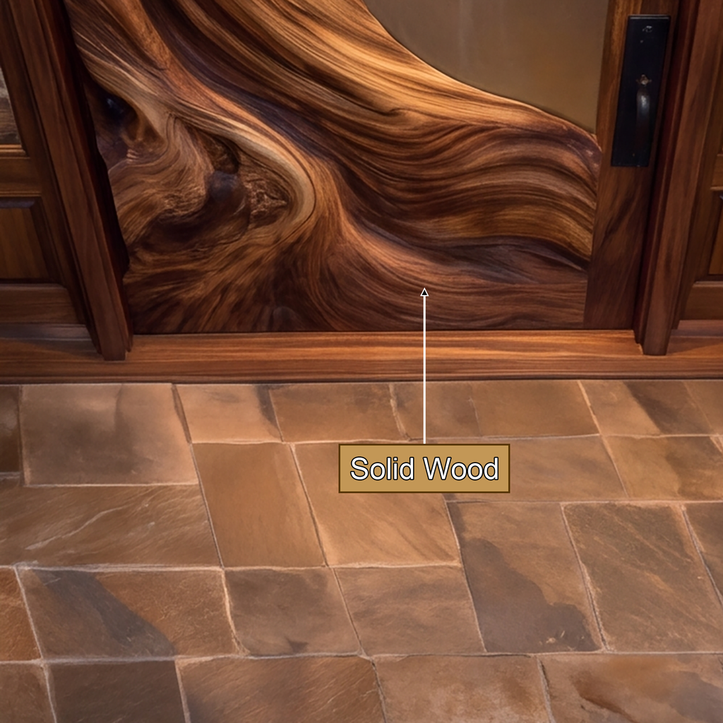 Carved Tree Relief Solid Wood Arched Door with Textured Glass - view 11