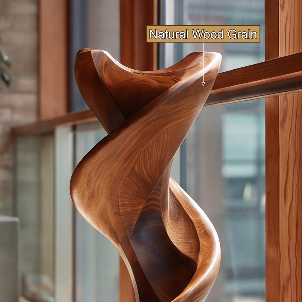 Twisted Solid Hardwood Pedestal Stand with Ribbon Spiral Form - view 2