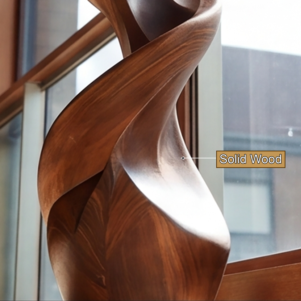 Twisted Solid Hardwood Pedestal Stand with Ribbon Spiral Form - view 4