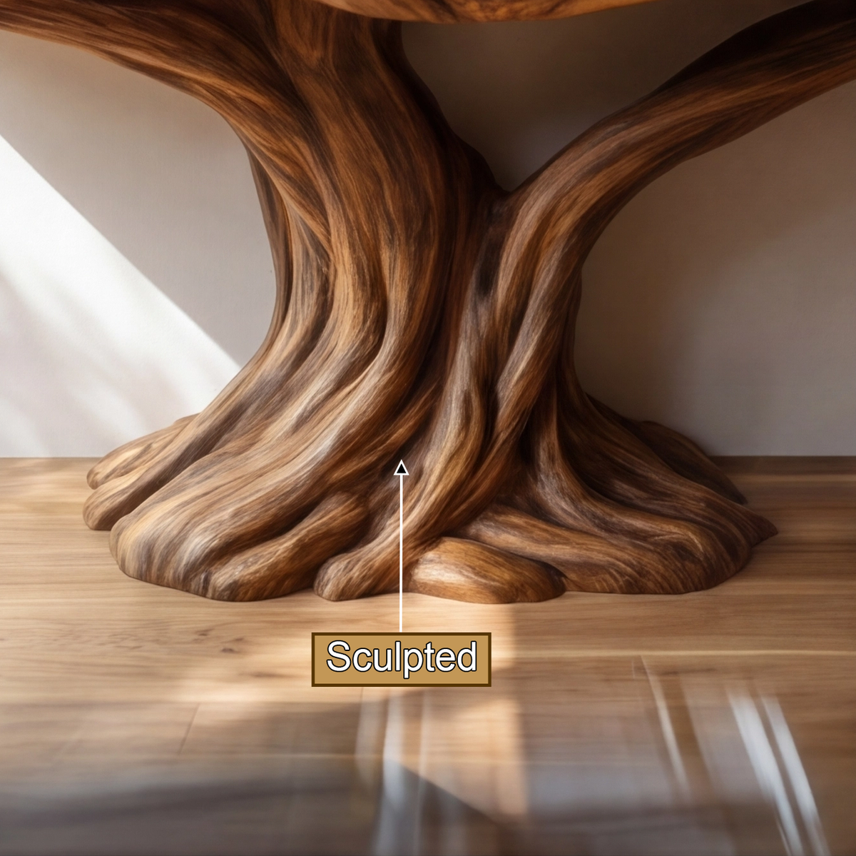 Symmetrical Tree Solid Wood Console Table with Upper Shelves - view 5