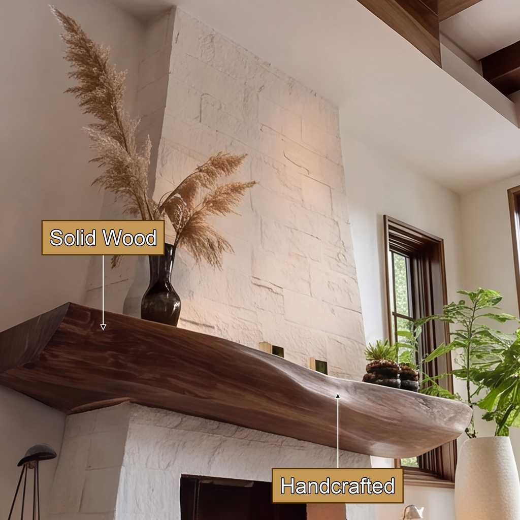Solid Wood Fireplace Mantel Shelf with Sculpted Underside - view 11