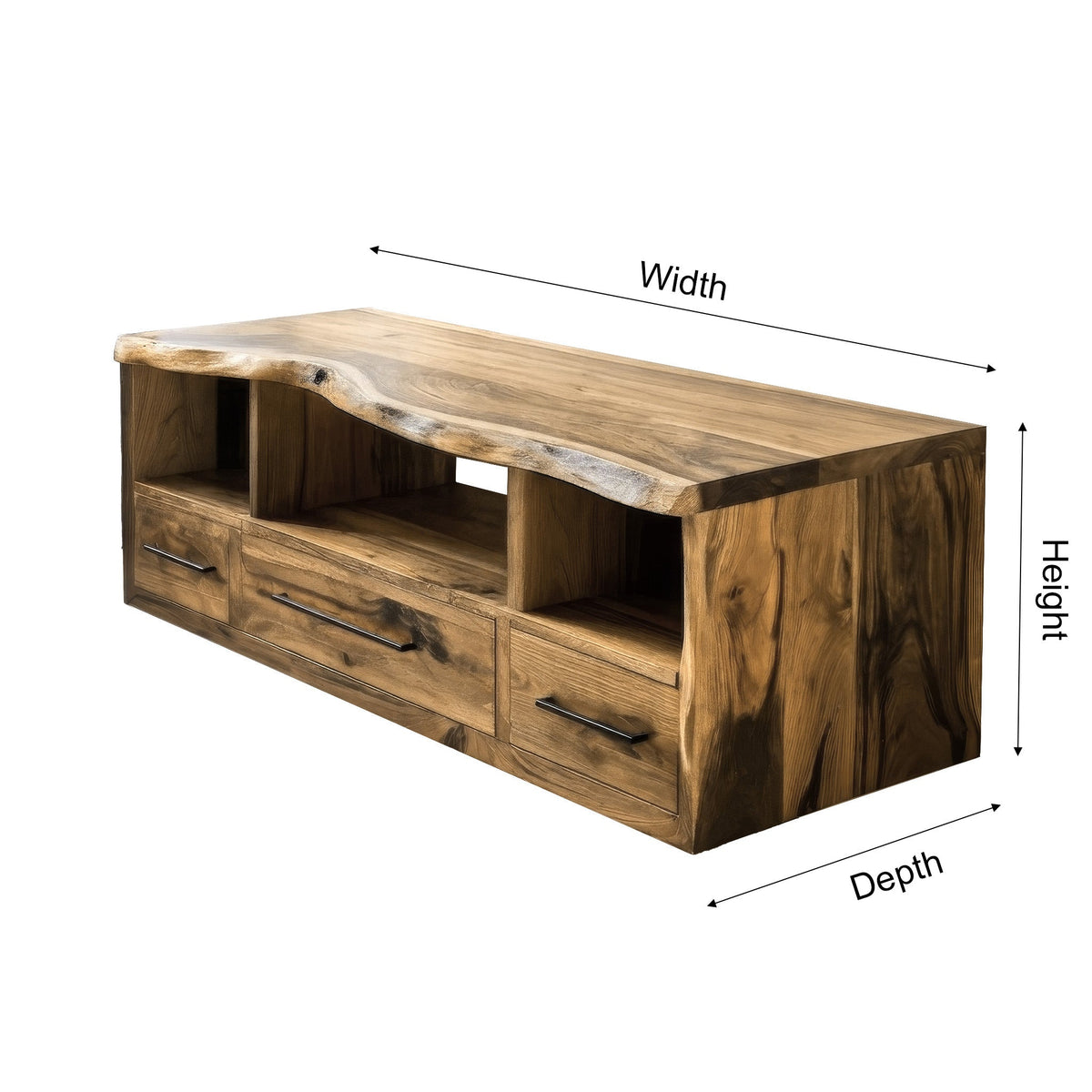 Live Edge Solid Wood Floating Bathroom Vanity with Drawers - view 6