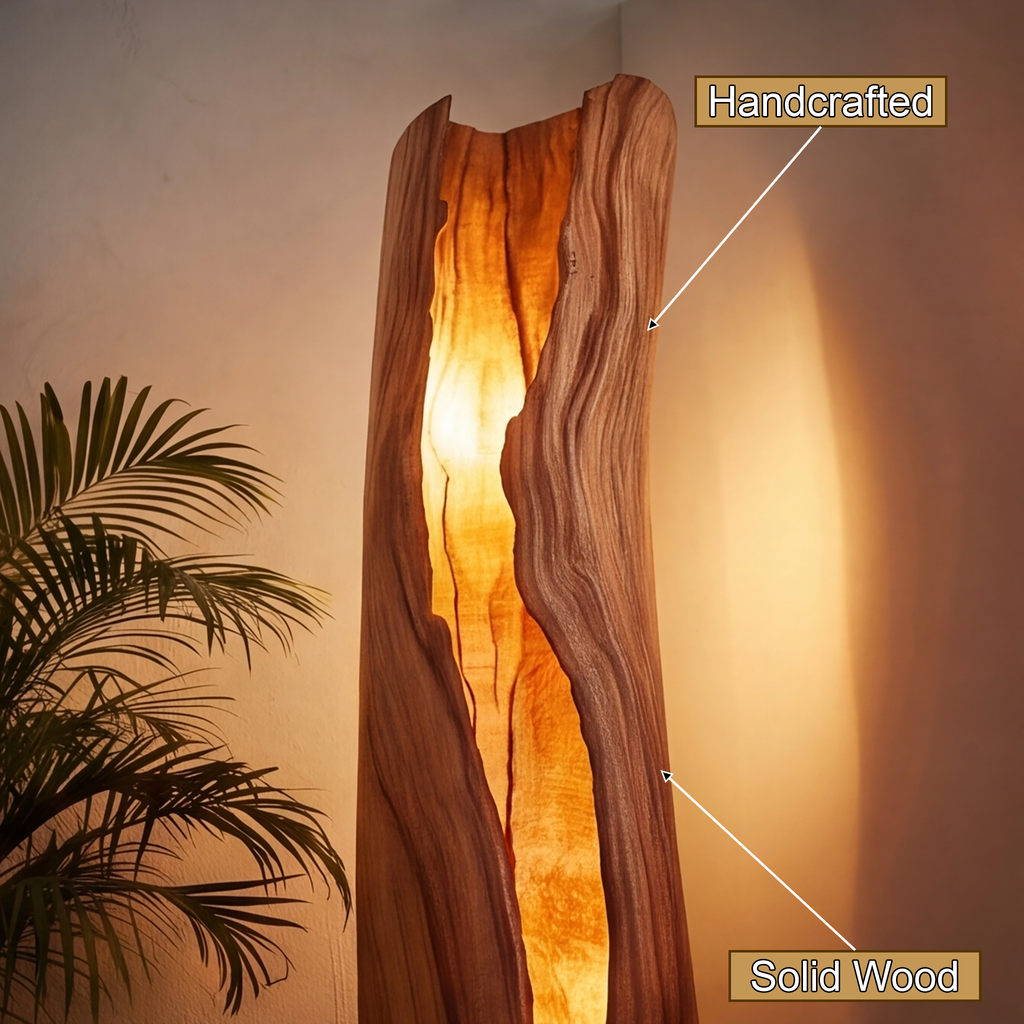 Live Edge Solid Hardwood Floor Lamp with Integrated LED Fissure - view 11