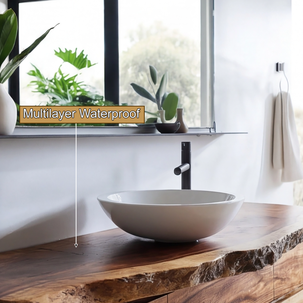 Live Edge Solid Hardwood Floating Bathroom Vanity with Drawers - view 5