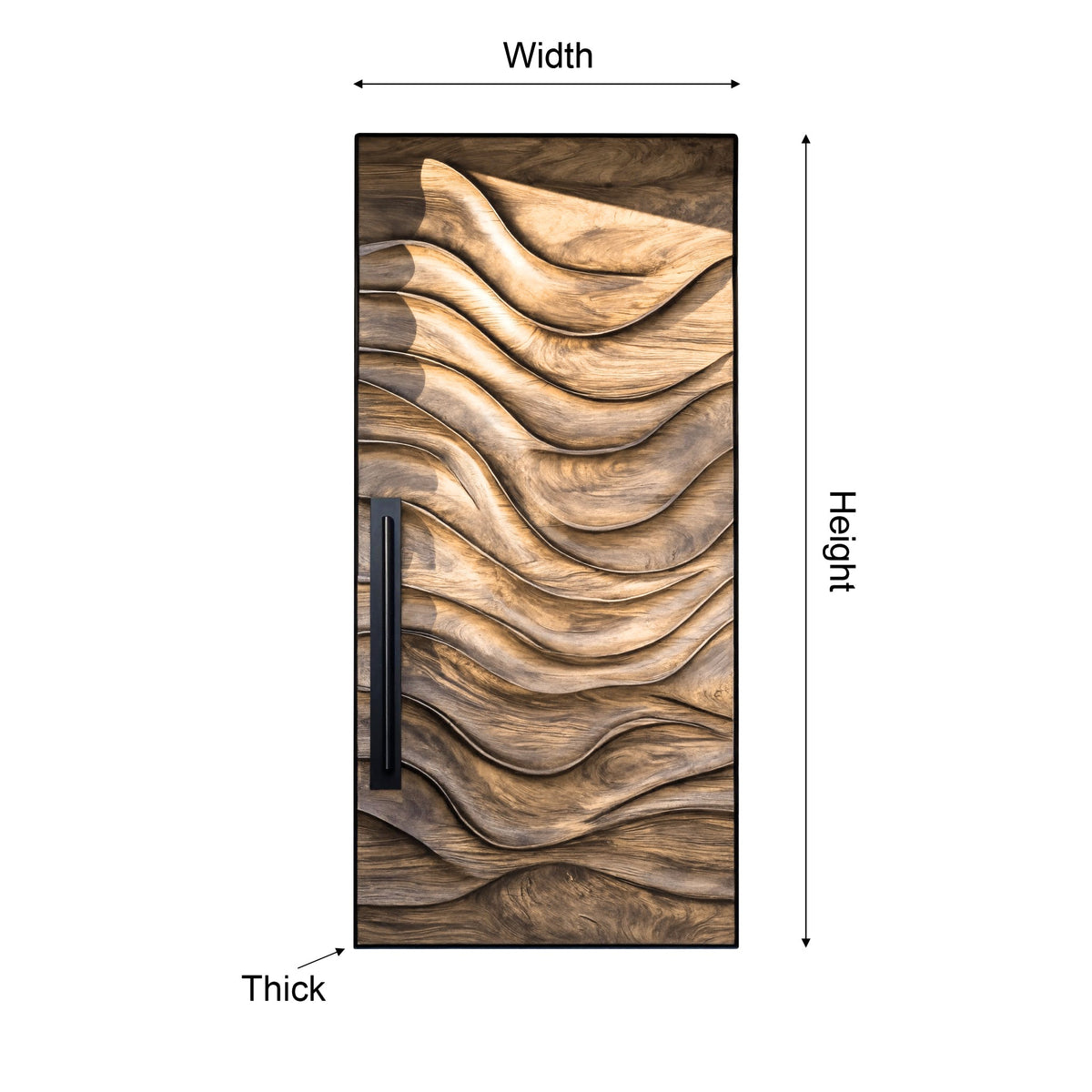 Wave-Carved Solid Wood Rectangular Single Entry Door - view 5