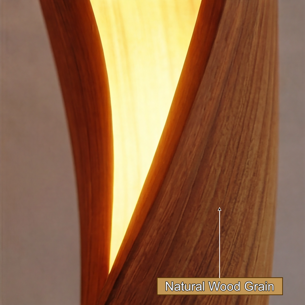 Sculpted Solid Wood Twisting Floor Lamp with Integrated LED - view 3